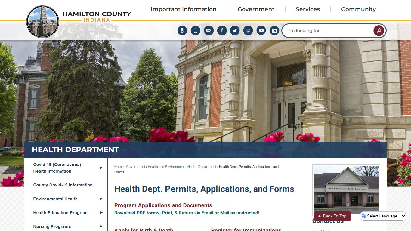 Health Dept. Permits, Applications, and Forms | Hamilton County, IN